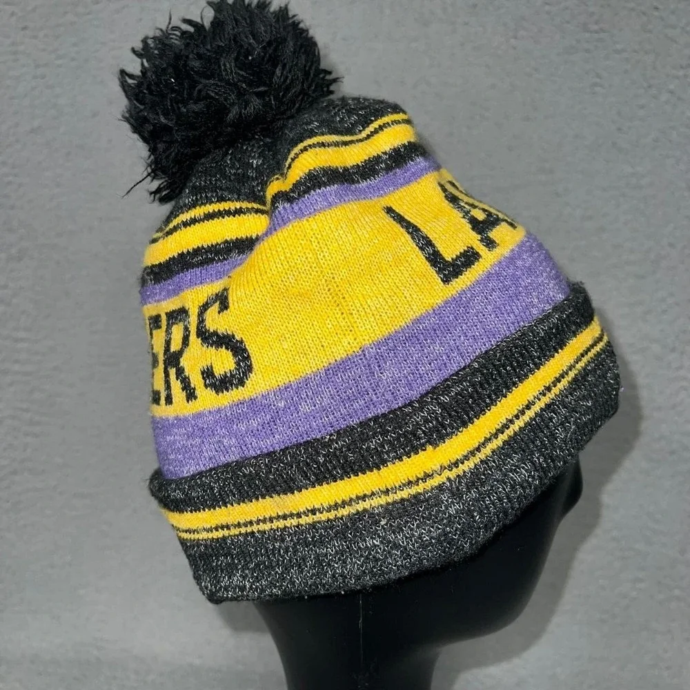 New Era x Hardwood Classics Los Angeles‎ Lakers Beanie Hat Knit Cuffed Pom OSFM